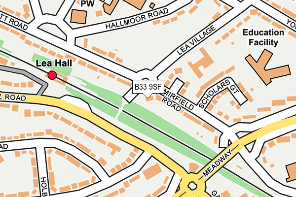 B33 9SF map - OS OpenMap – Local (Ordnance Survey)