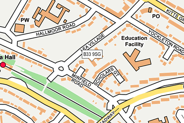 B33 9SG map - OS OpenMap – Local (Ordnance Survey)