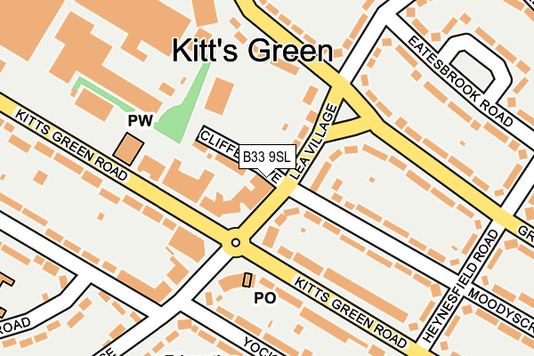 B33 9SL map - OS OpenMap – Local (Ordnance Survey)