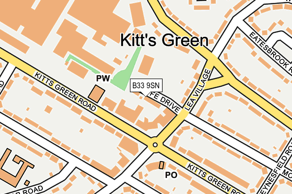 B33 9SN map - OS OpenMap – Local (Ordnance Survey)
