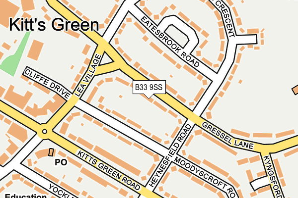 B33 9SS map - OS OpenMap – Local (Ordnance Survey)