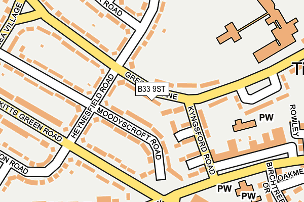 B33 9ST map - OS OpenMap – Local (Ordnance Survey)