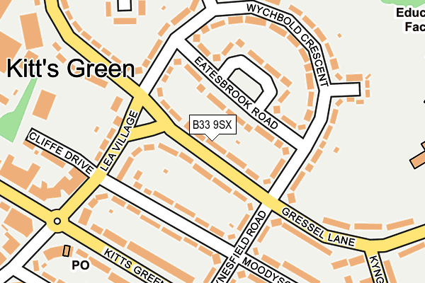 B33 9SX map - OS OpenMap – Local (Ordnance Survey)