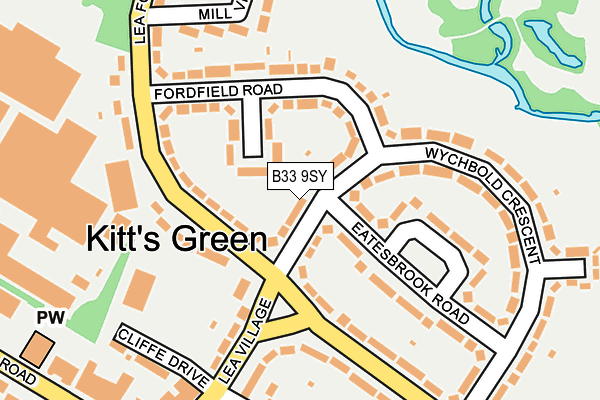 B33 9SY map - OS OpenMap – Local (Ordnance Survey)