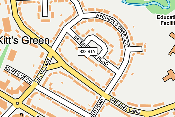 B33 9TA map - OS OpenMap – Local (Ordnance Survey)