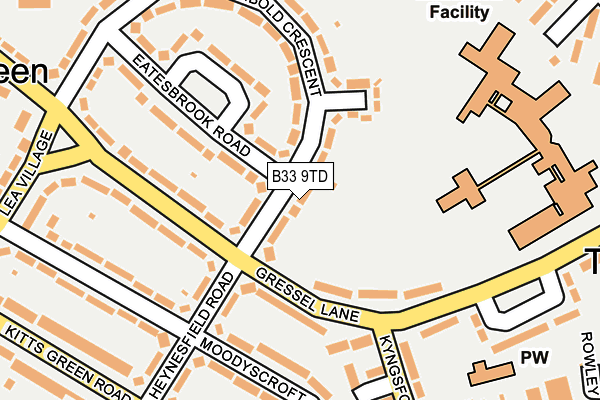 B33 9TD map - OS OpenMap – Local (Ordnance Survey)