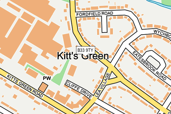 B33 9TY map - OS OpenMap – Local (Ordnance Survey)