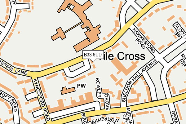 B33 9UD map - OS OpenMap – Local (Ordnance Survey)