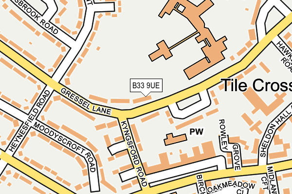 B33 9UE map - OS OpenMap – Local (Ordnance Survey)