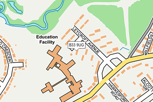 B33 9UG map - OS OpenMap – Local (Ordnance Survey)