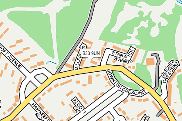 B33 9UN map - OS OpenMap – Local (Ordnance Survey)