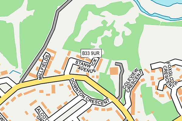 B33 9UR map - OS OpenMap – Local (Ordnance Survey)