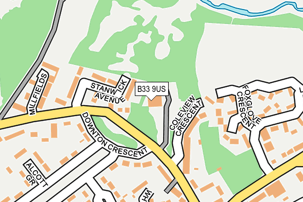 B33 9US map - OS OpenMap – Local (Ordnance Survey)