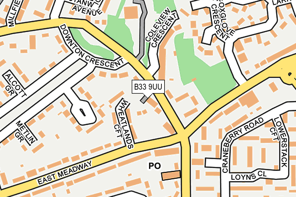 B33 9UU map - OS OpenMap – Local (Ordnance Survey)