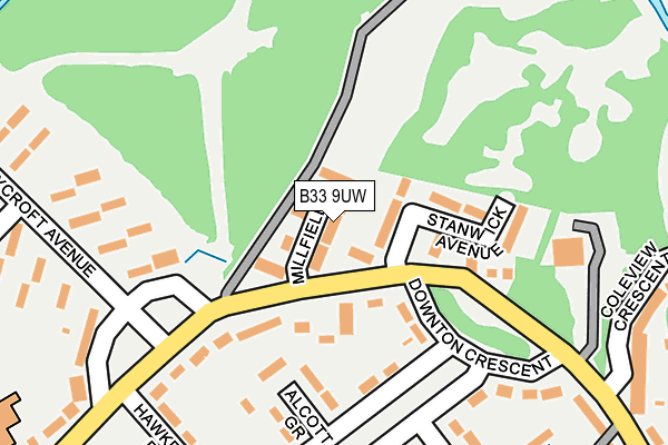 B33 9UW map - OS OpenMap – Local (Ordnance Survey)