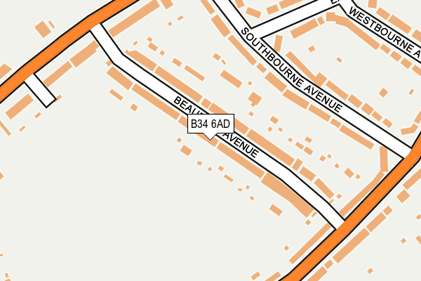 B34 6AD map - OS OpenMap – Local (Ordnance Survey)