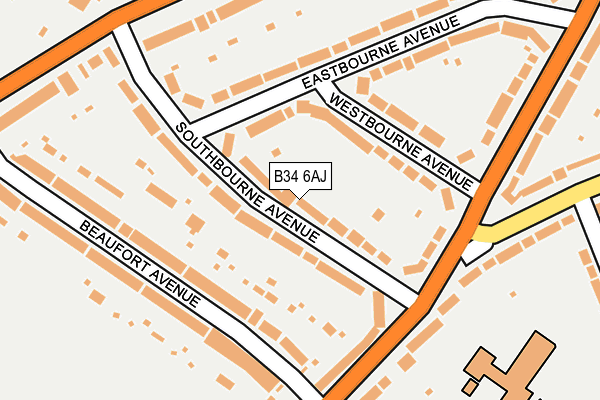 B34 6AJ map - OS OpenMap – Local (Ordnance Survey)