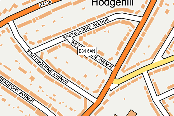 B34 6AN map - OS OpenMap – Local (Ordnance Survey)