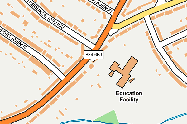 B34 6BJ map - OS OpenMap – Local (Ordnance Survey)