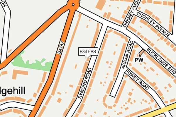 B34 6BS map - OS OpenMap – Local (Ordnance Survey)
