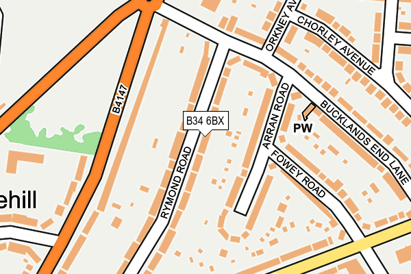 B34 6BX map - OS OpenMap – Local (Ordnance Survey)