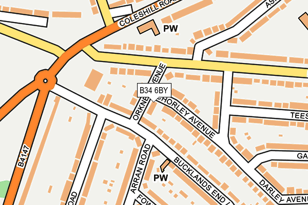 B34 6BY map - OS OpenMap – Local (Ordnance Survey)