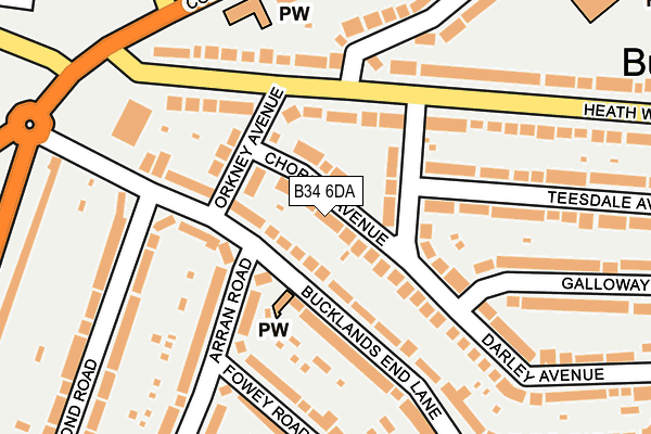 B34 6DA map - OS OpenMap – Local (Ordnance Survey)