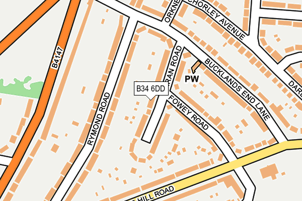 B34 6DD map - OS OpenMap – Local (Ordnance Survey)