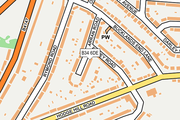 B34 6DE map - OS OpenMap – Local (Ordnance Survey)