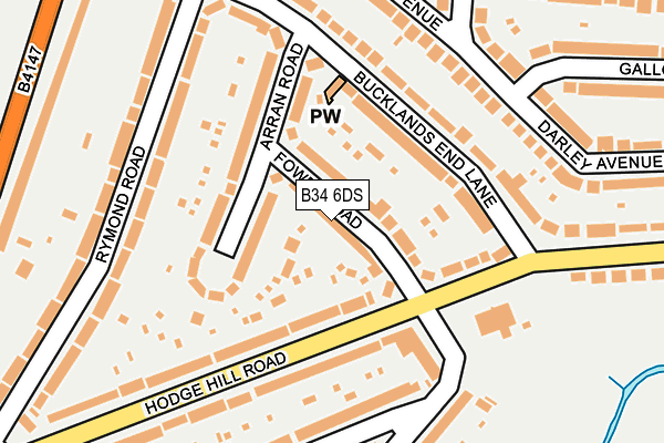 B34 6DS map - OS OpenMap – Local (Ordnance Survey)