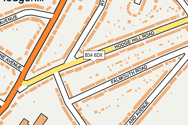 B34 6DX map - OS OpenMap – Local (Ordnance Survey)