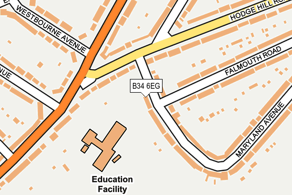 B34 6EG map - OS OpenMap – Local (Ordnance Survey)