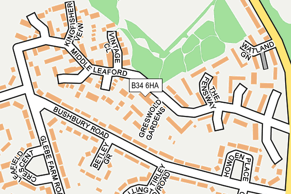 B34 6HA map - OS OpenMap – Local (Ordnance Survey)