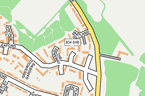 B34 6HB map - OS OpenMap – Local (Ordnance Survey)