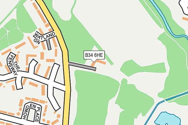 B34 6HE map - OS OpenMap – Local (Ordnance Survey)