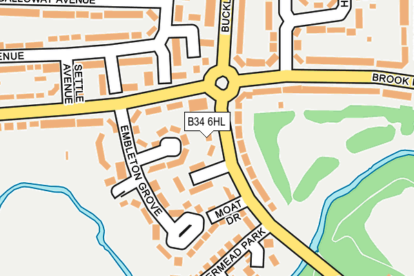 B34 6HL map - OS OpenMap – Local (Ordnance Survey)