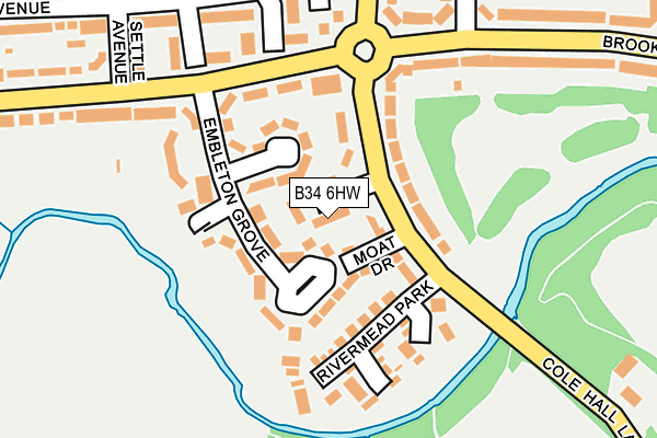 B34 6HW map - OS OpenMap – Local (Ordnance Survey)