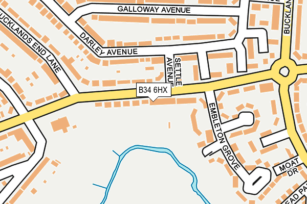 B34 6HX map - OS OpenMap – Local (Ordnance Survey)