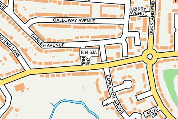 B34 6JA map - OS OpenMap – Local (Ordnance Survey)