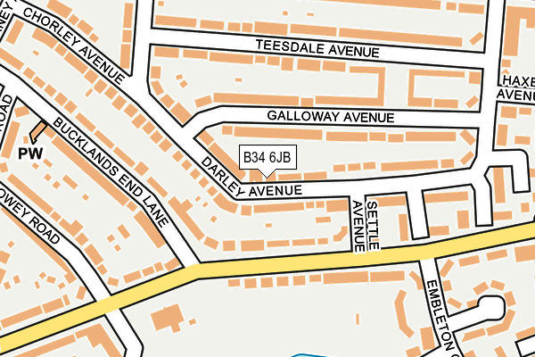 B34 6JB map - OS OpenMap – Local (Ordnance Survey)