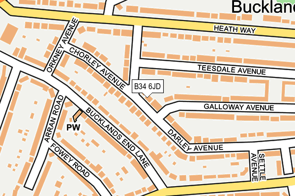 B34 6JD map - OS OpenMap – Local (Ordnance Survey)