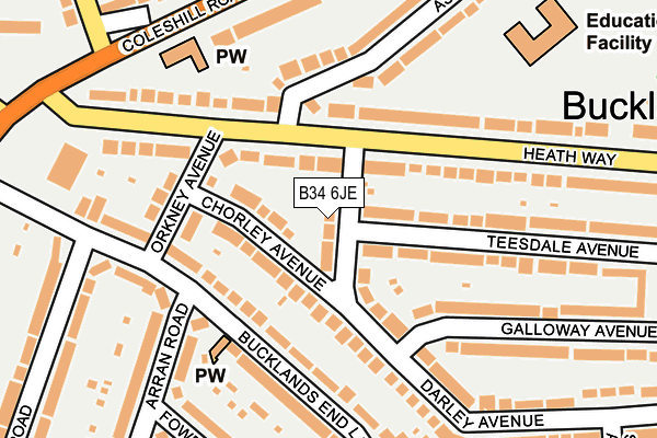 B34 6JE map - OS OpenMap – Local (Ordnance Survey)