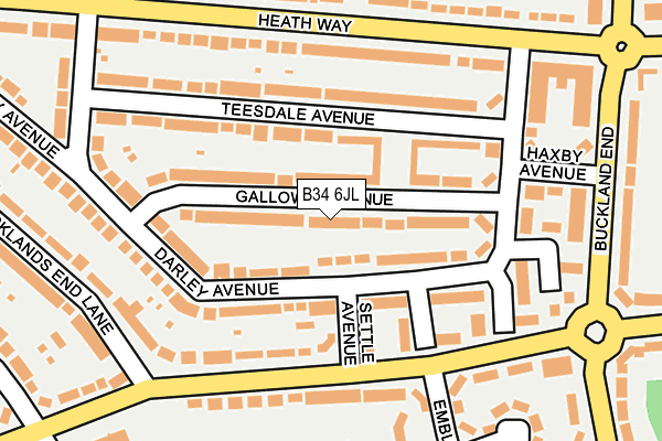 B34 6JL map - OS OpenMap – Local (Ordnance Survey)