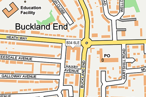 B34 6LE map - OS OpenMap – Local (Ordnance Survey)