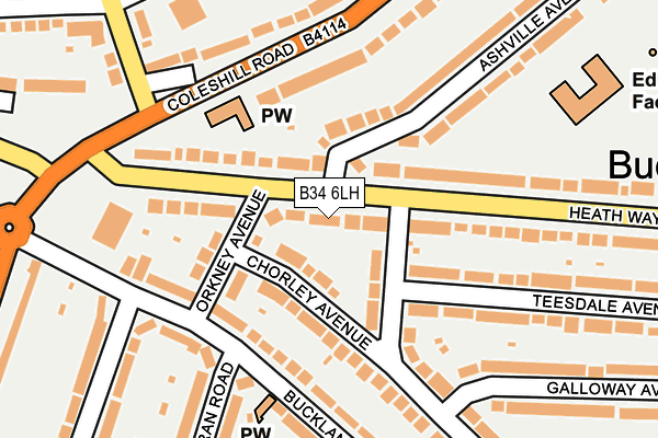 B34 6LH map - OS OpenMap – Local (Ordnance Survey)
