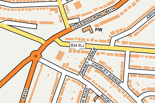 B34 6LJ map - OS OpenMap – Local (Ordnance Survey)