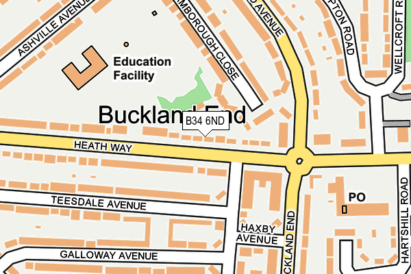 B34 6ND map - OS OpenMap – Local (Ordnance Survey)