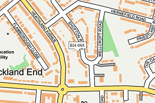 B34 6NX map - OS OpenMap – Local (Ordnance Survey)