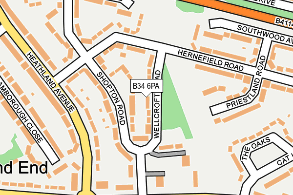 B34 6PA map - OS OpenMap – Local (Ordnance Survey)