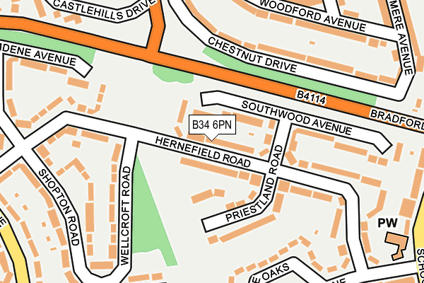 B34 6PN map - OS OpenMap – Local (Ordnance Survey)